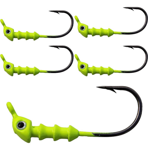 1/4 oz. Inshore Jig Head for Flats, Teaser Head, Bass/ 4/0 Hook 3 Barb Bait Holder (Green)