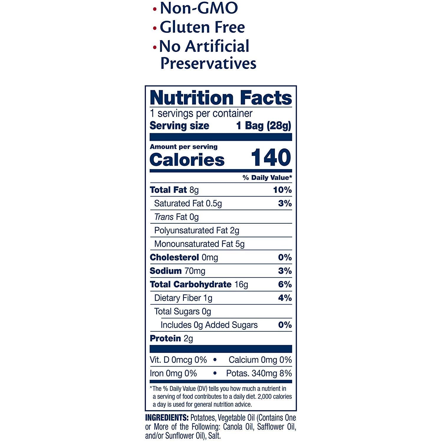 Cape Cod Original Kettle Cooked Potato Chips, Gluten-Free 1oz Bag (Pack of 24, Total of 24 Oz)