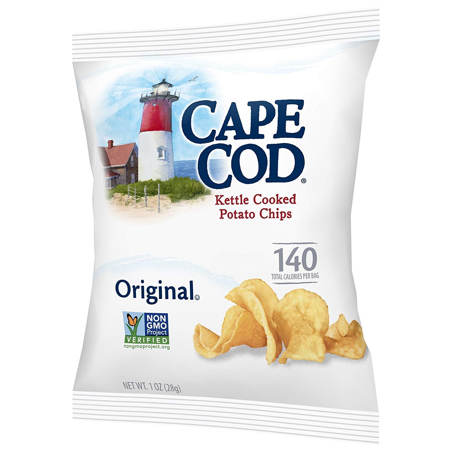 Cape Cod Original Kettle Cooked Potato Chips, Gluten-Free 1oz Bag (Pack of 24, Total of 24 Oz)