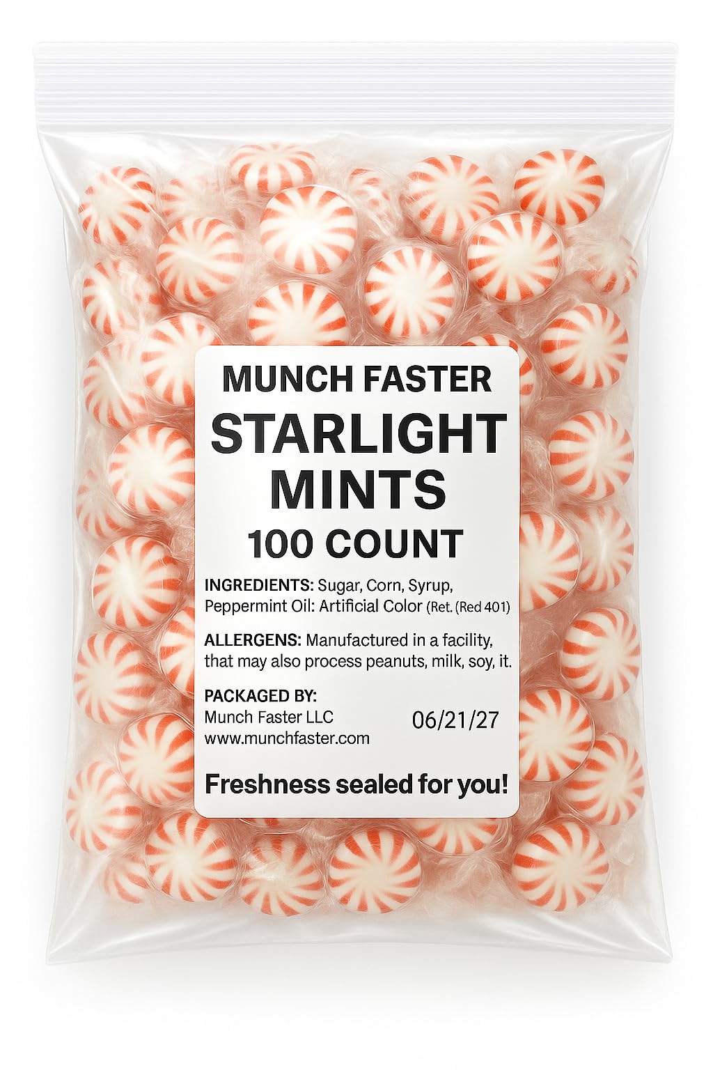 Munch Faster Starlight Minis Peppermint Candies, 100 Count