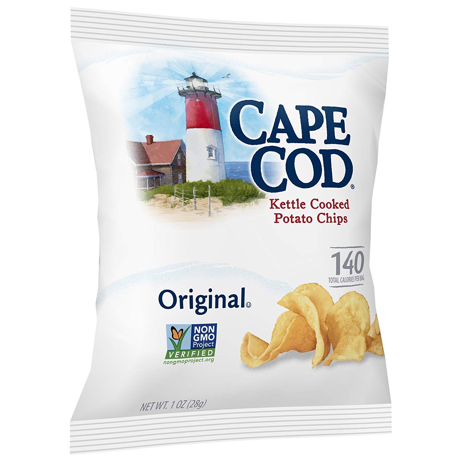 Cape Cod Original Kettle Cooked Potato Chips, Gluten-Free 1oz Bag (Pack of 24, Total of 24 Oz)