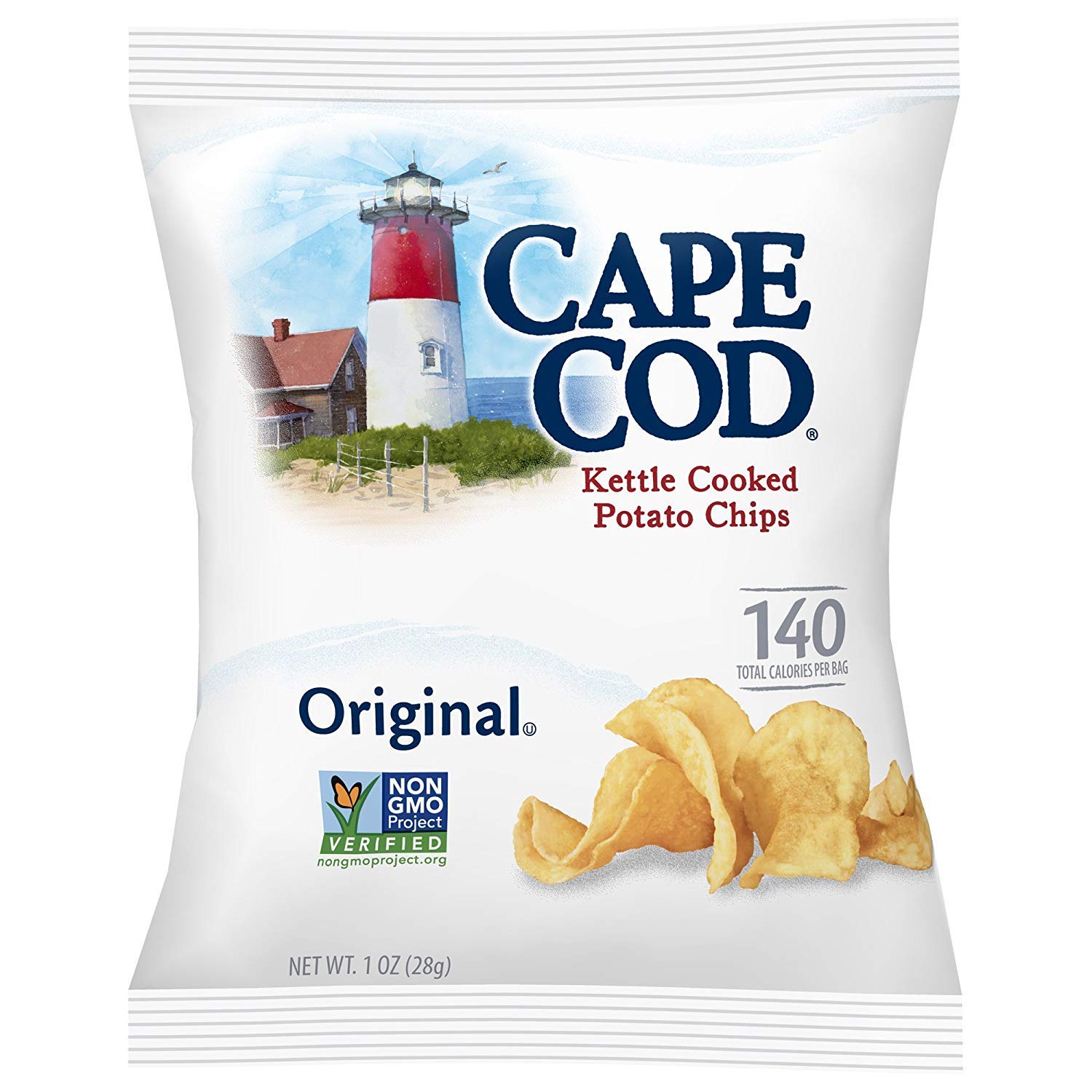 Cape Cod Original Kettle Cooked Potato Chips, Gluten-Free 1oz Bag (Pack of 24, Total of 24 Oz)