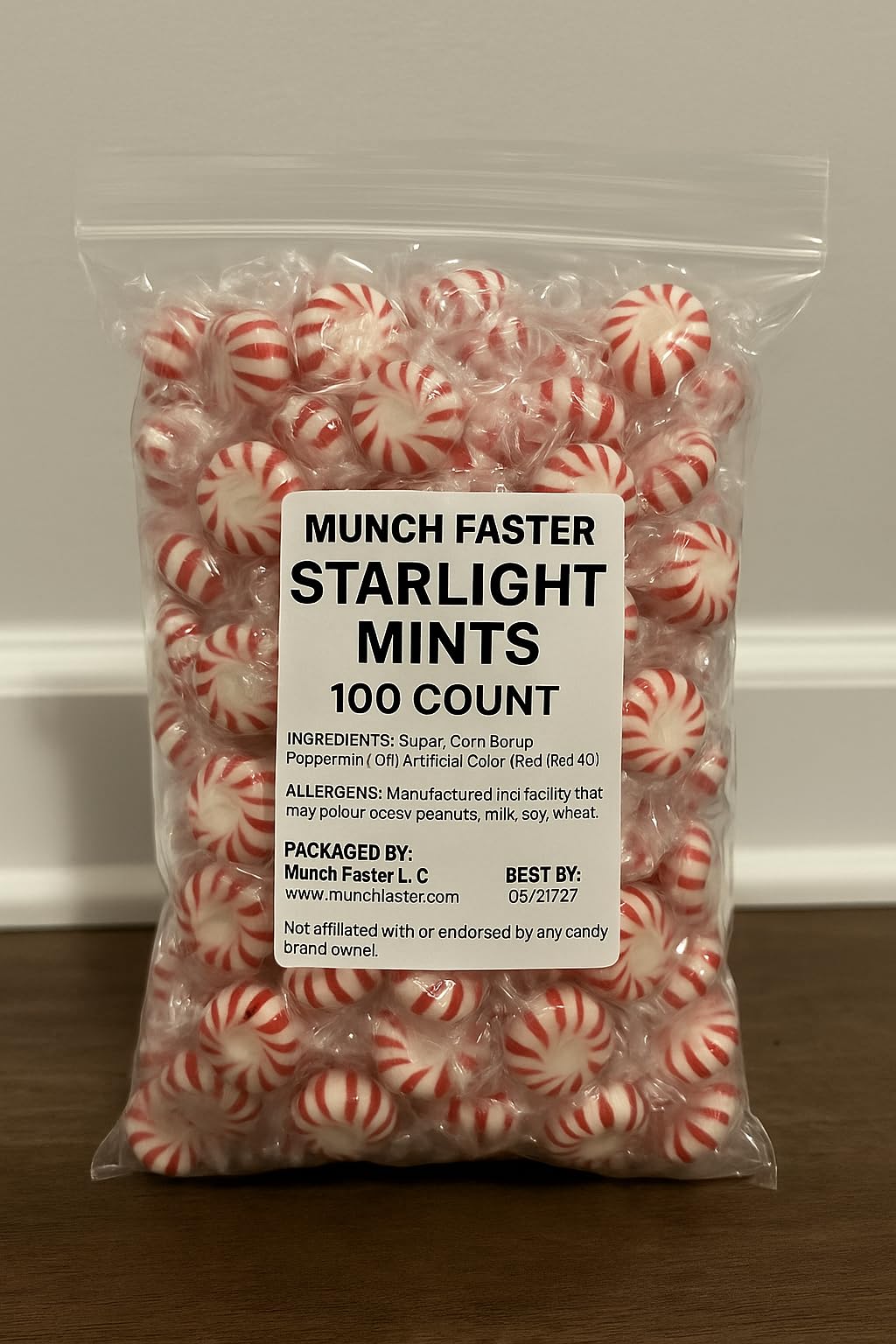 Munch Faster Starlight Minis Peppermint Candies, 100 Count