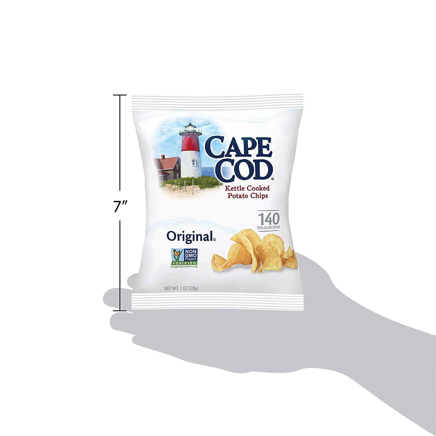 Cape Cod Original Kettle Cooked Potato Chips, Gluten-Free 1oz Bag (Pack of 24, Total of 24 Oz)